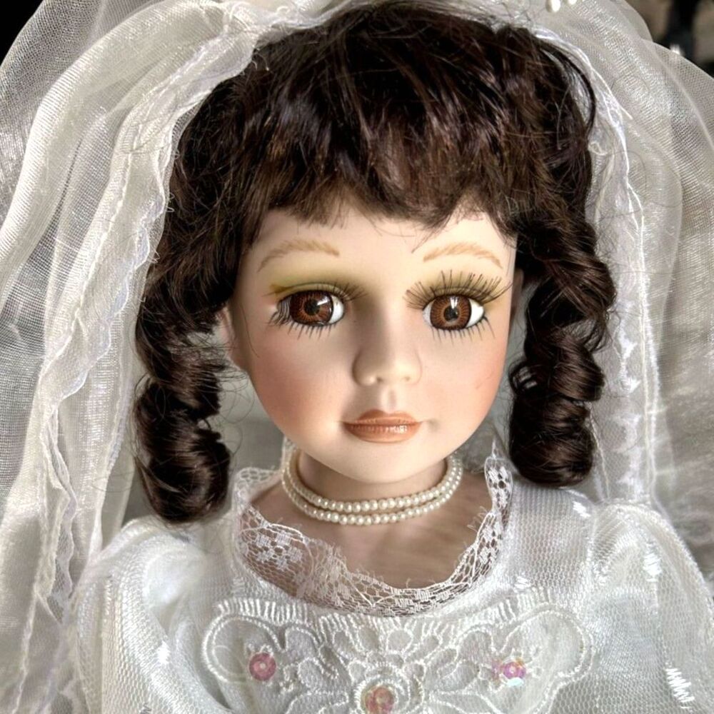 J. Misa Collection Limited Edition Porcelain Bride Doll 17" With Stand, Preowned
